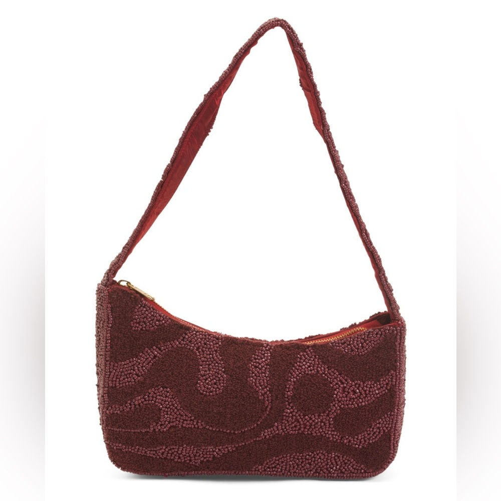 Beaded Maroon Shoulder Bag